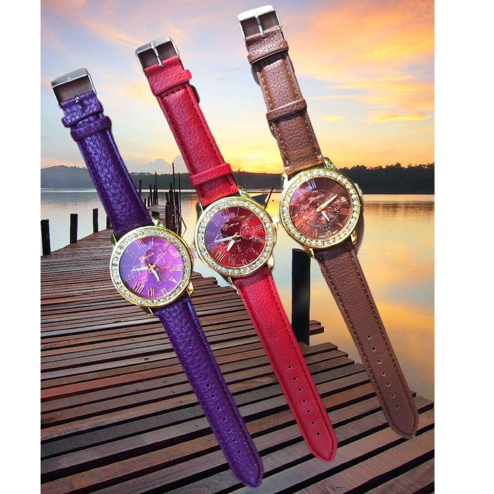 2/$40 Red Rhinestone Watch - Picture 1 of 3